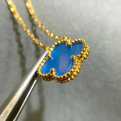 [Glow Muse]CLOVER 15MM BLUE AGATE NECKLACE