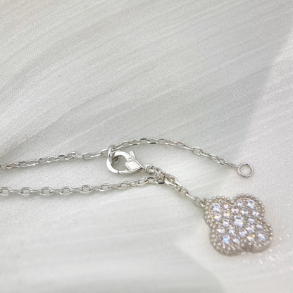 [Glow Muse]CLOVER 5 MOTIFS SILVER DIAMONDS NECKLACE