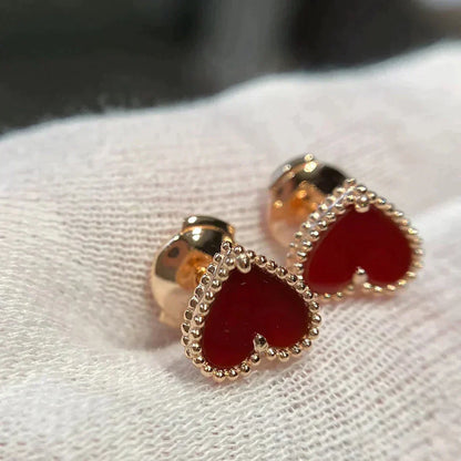 [Glow Muse]HEART CARNELIAN STUD EARRINGS