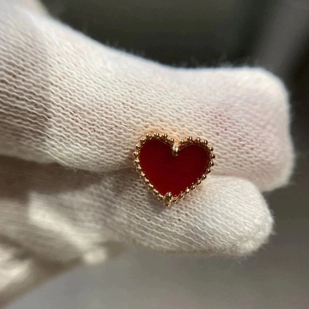 [Glow Muse]HEART CARNELIAN STUD EARRINGS