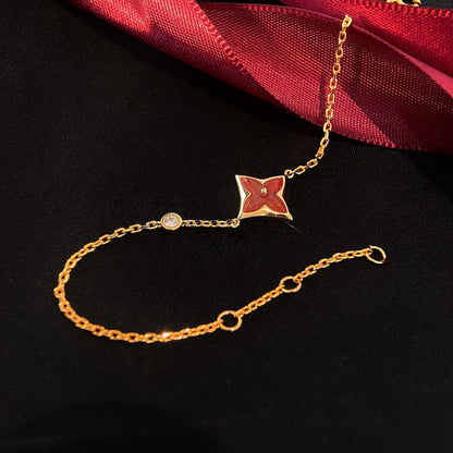 [Glow Muse]COLOR STAR CARNELIAN PINK GOLD DIAMOND BRACELET