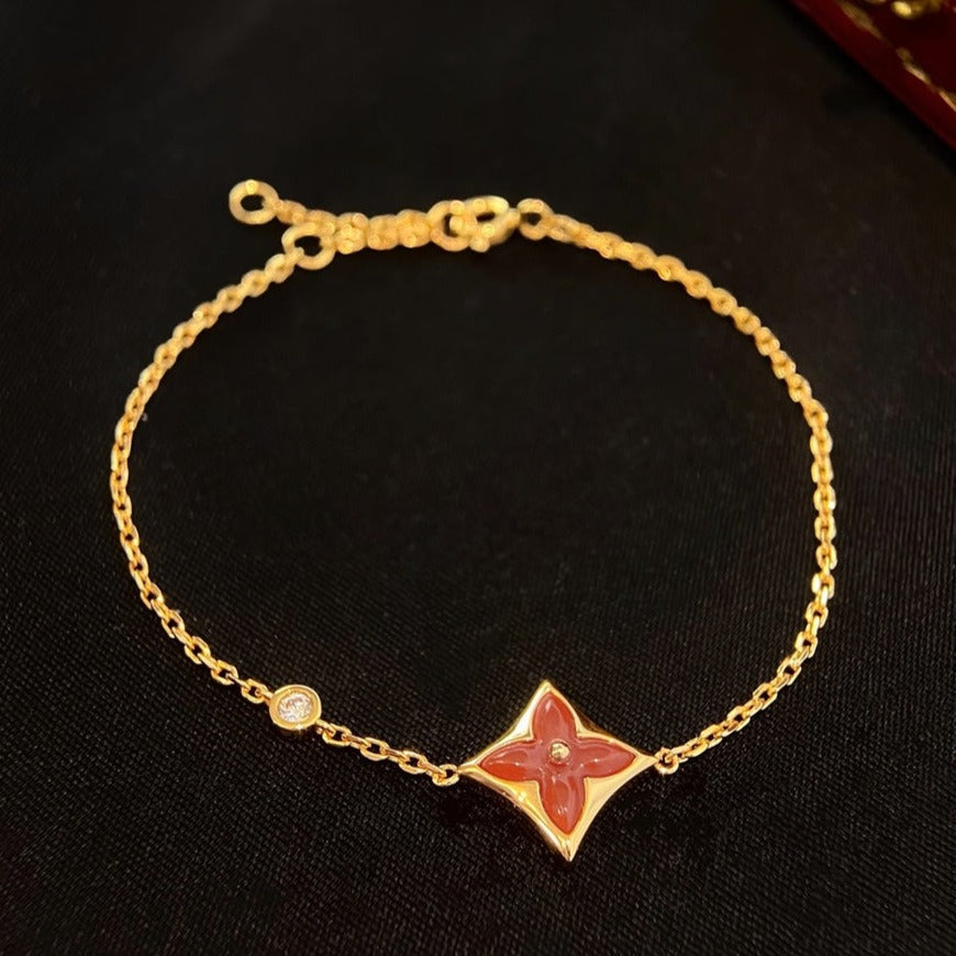 [Glow Muse]COLOR STAR CARNELIAN PINK GOLD DIAMOND BRACELET
