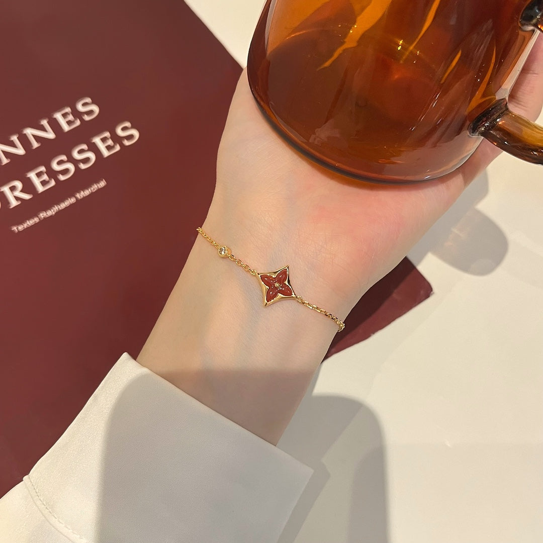 [Glow Muse]COLOR STAR CARNELIAN PINK GOLD DIAMOND BRACELET