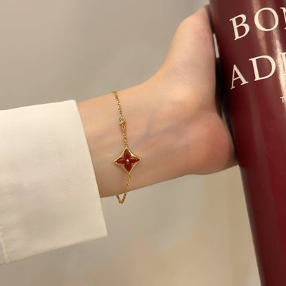 [Glow Muse]COLOR STAR CARNELIAN PINK GOLD DIAMOND BRACELET