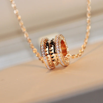 [Glow Muse]ZERO 1 ROCK PEDANT PINK GOLD NECKLACE