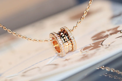 [Glow Muse]ZERO 1 ROCK PEDANT PINK GOLD NECKLACE