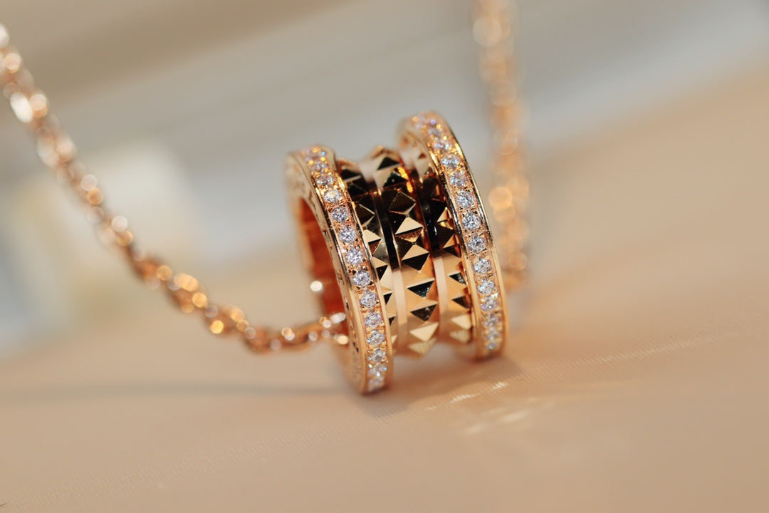 [Glow Muse]ZERO 1 ROCK PEDANT PINK GOLD NECKLACE