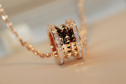 [Glow Muse]ZERO 1 ROCK PEDANT PINK GOLD NECKLACE