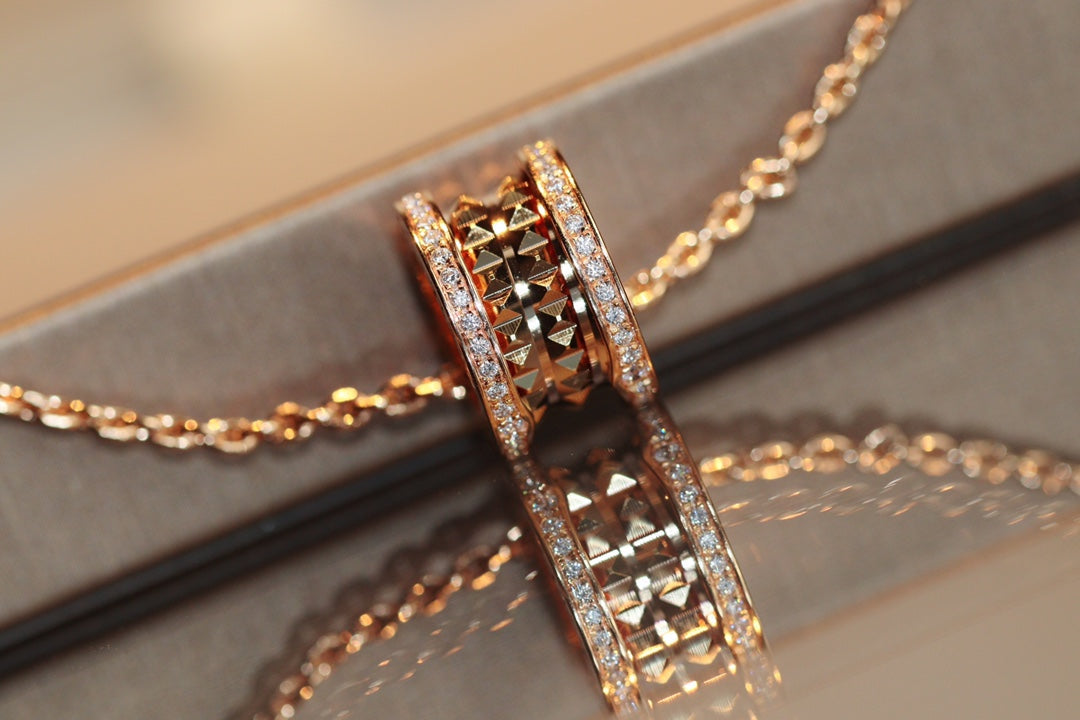 [Glow Muse]ZERO 1 ROCK PEDANT PINK GOLD NECKLACE
