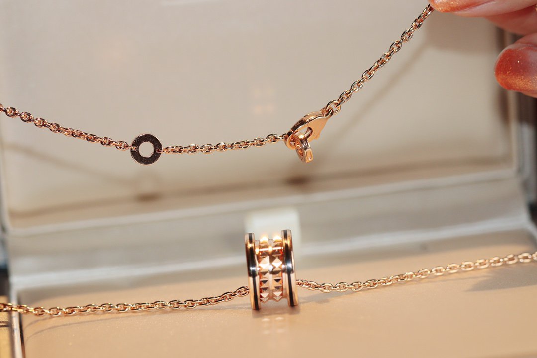 [Glow Muse]ZERO 1 ROCK PEDANT PINK GOLD BLACK NECKLACE