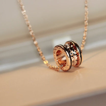 [Glow Muse]ZERO 1 ROCK PEDANT PINK GOLD BLACK NECKLACE
