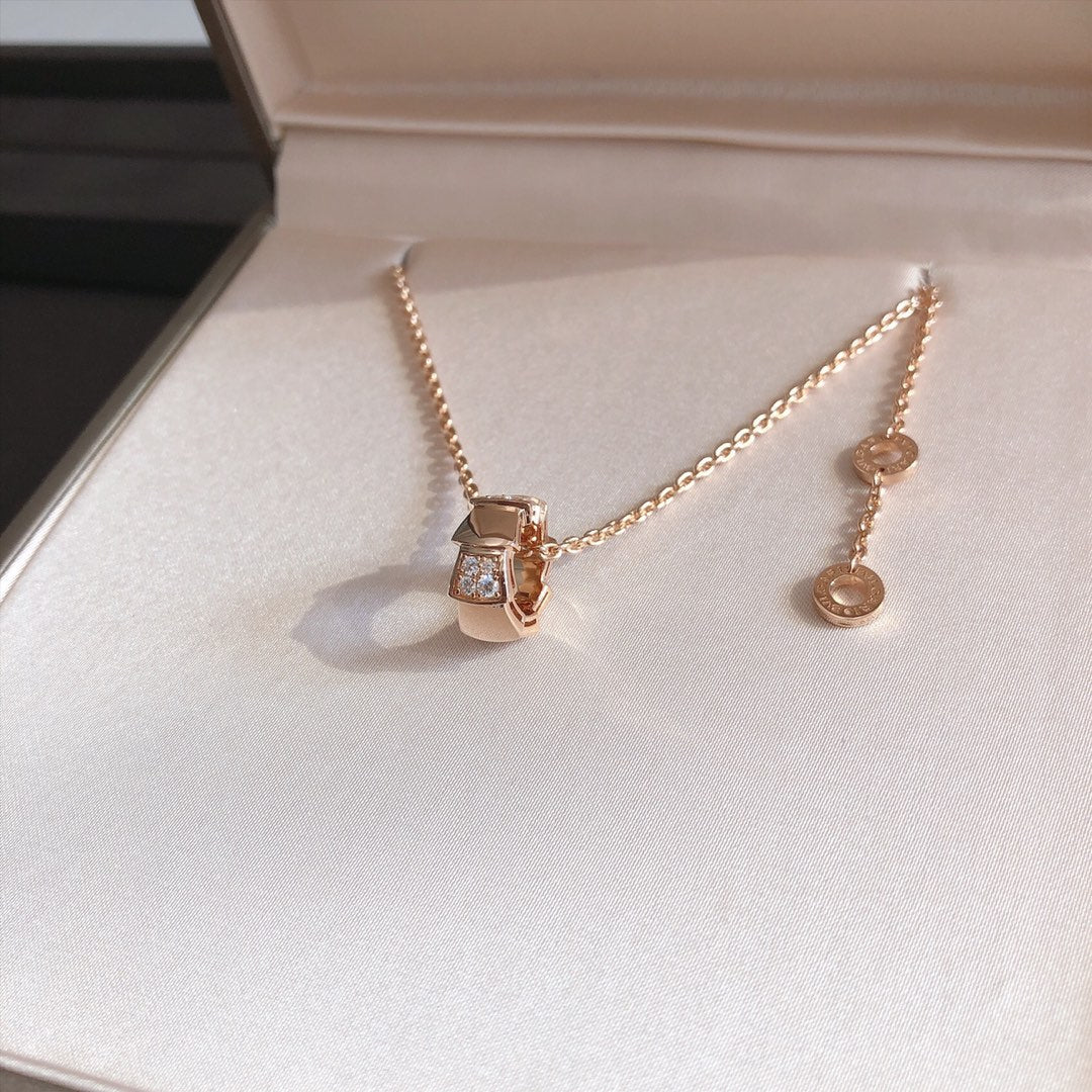 [Glow Muse]SERPENTI PEDANT DIAMOND PINK GOLD NECKLACE