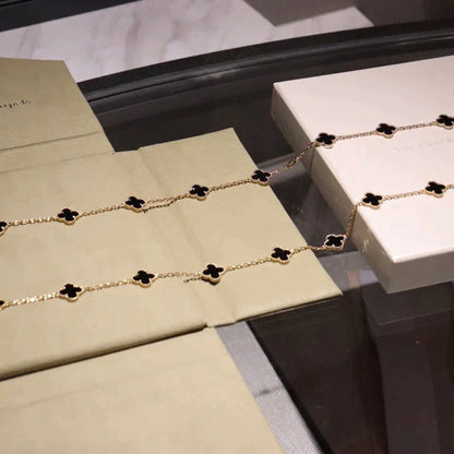[Glow Muse]CLOVER 20 MOTIFS ONYX NECKLACE