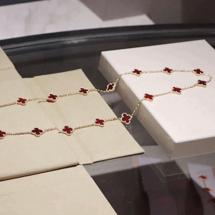 [Glow Muse]CLOVER 20 MOTIFS CARNELIAN NECKLACE