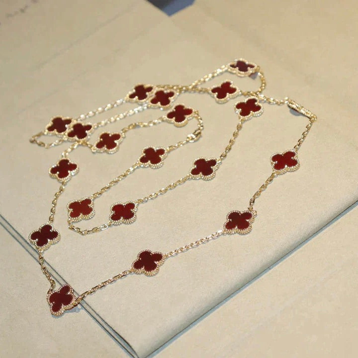 [Glow Muse]CLOVER 20 MOTIFS CARNELIAN NECKLACE