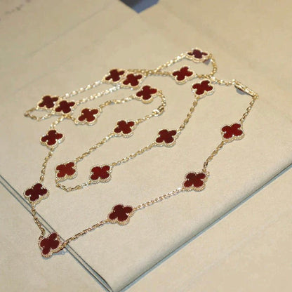 [Glow Muse]CLOVER 20 MOTIFS CARNELIAN NECKLACE