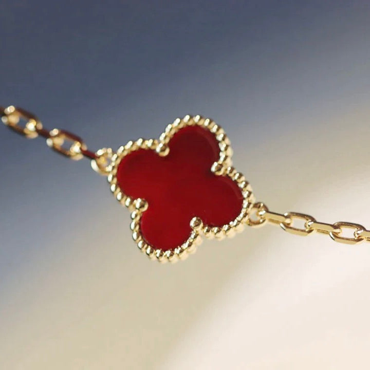 [Glow Muse]CLOVER 20 MOTIFS CARNELIAN NECKLACE
