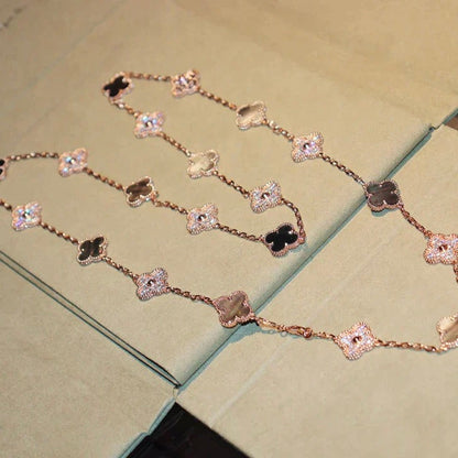 [Glow Muse]CLOVER 20 MOTIFS DARK MOP DIAMOND  NECKLACE