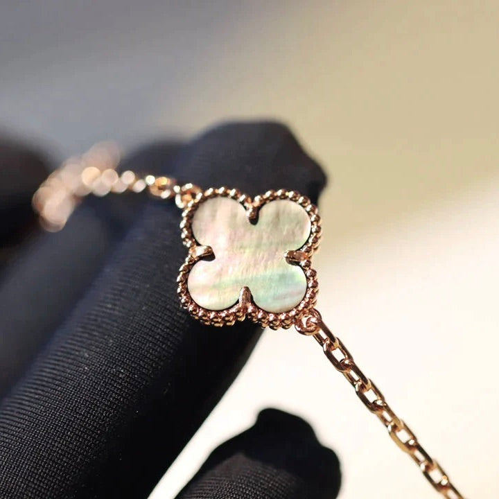[Glow Muse]CLOVER 20 MOTIFS DARK MOP DIAMOND  NECKLACE