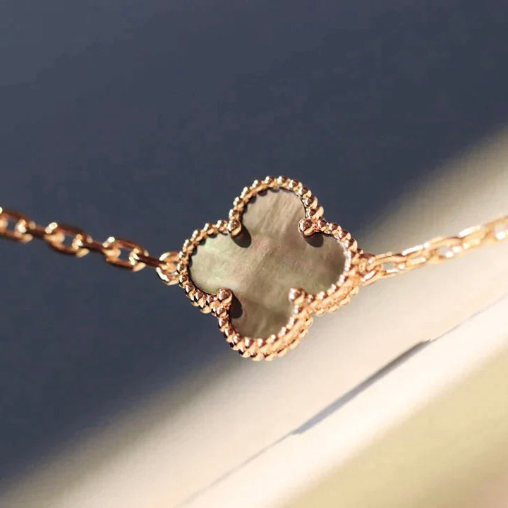 [Glow Muse]CLOVER 20 MOTIFS DARK MOP DIAMOND  NECKLACE