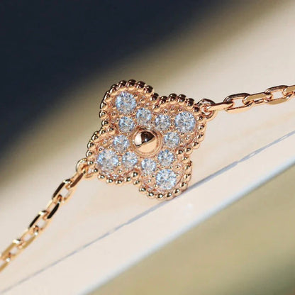[Glow Muse]CLOVER 20 MOTIFS MALACHITE DIAMOND NECKLACE