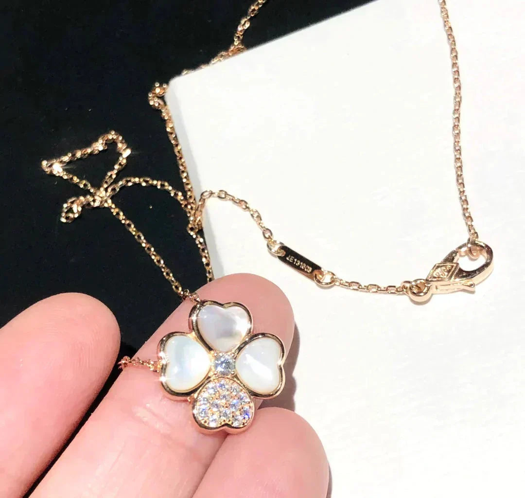 [Glow Muse]CLOVER MOP DIAMOND ROSE GOLD NECKLACE