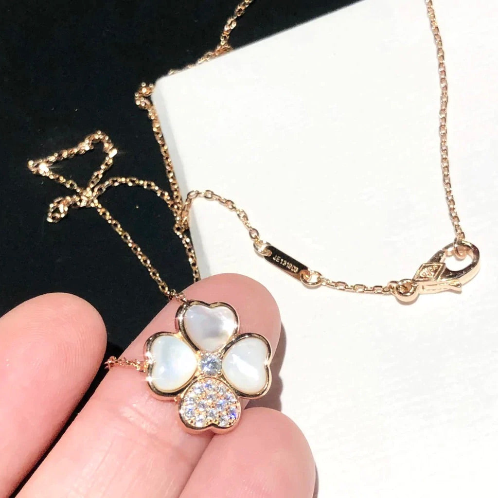 [Glow Muse]CLOVER MOP DIAMOND ROSE GOLD NECKLACE