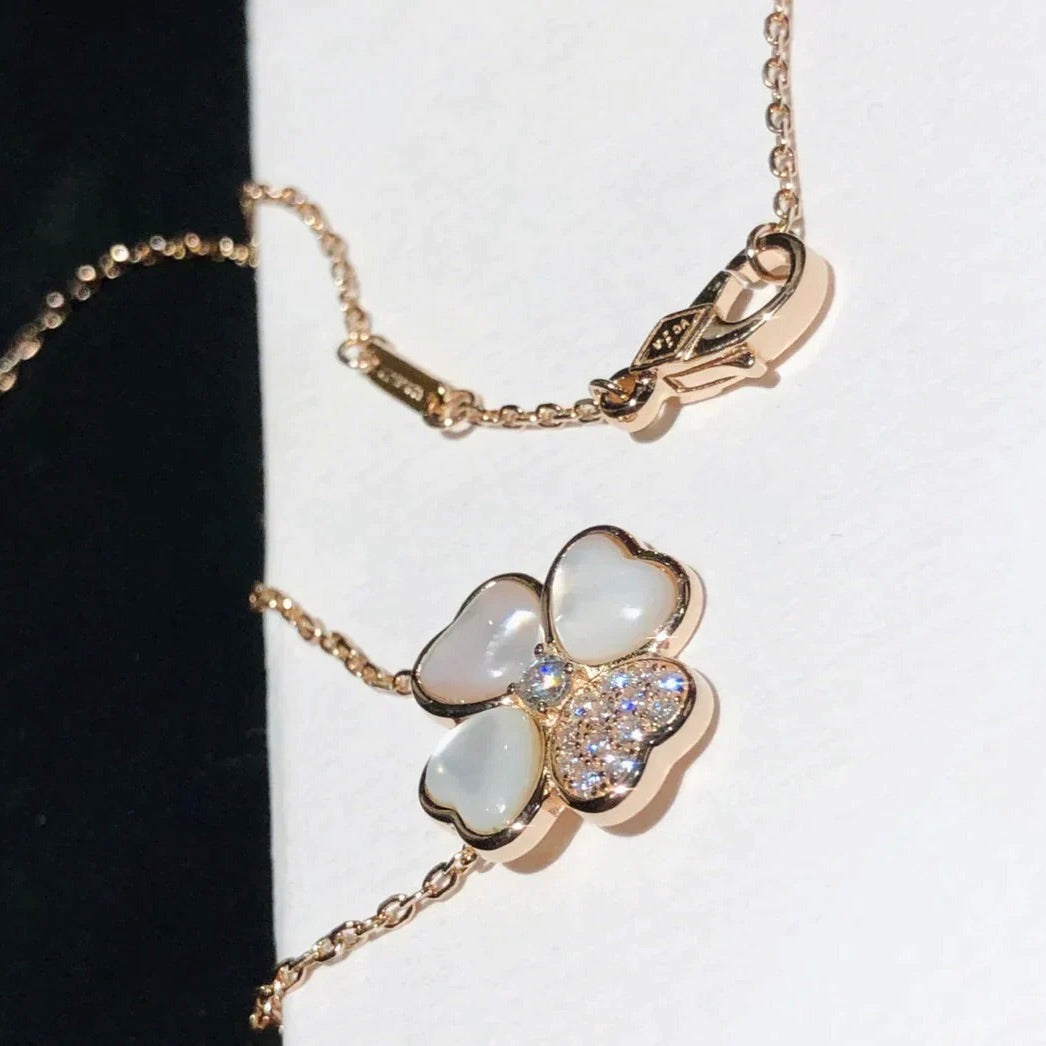[Glow Muse]CLOVER MOP DIAMOND ROSE GOLD NECKLACE