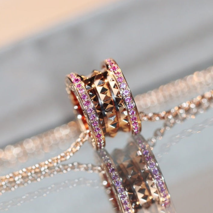 [Glow Muse]ZERO 1 ROCK PINK GOLD PINK DIAMOND NECKLACE