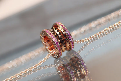 [Glow Muse]ZERO 1 ROCK PINK GOLD PINK DIAMOND NECKLACE
