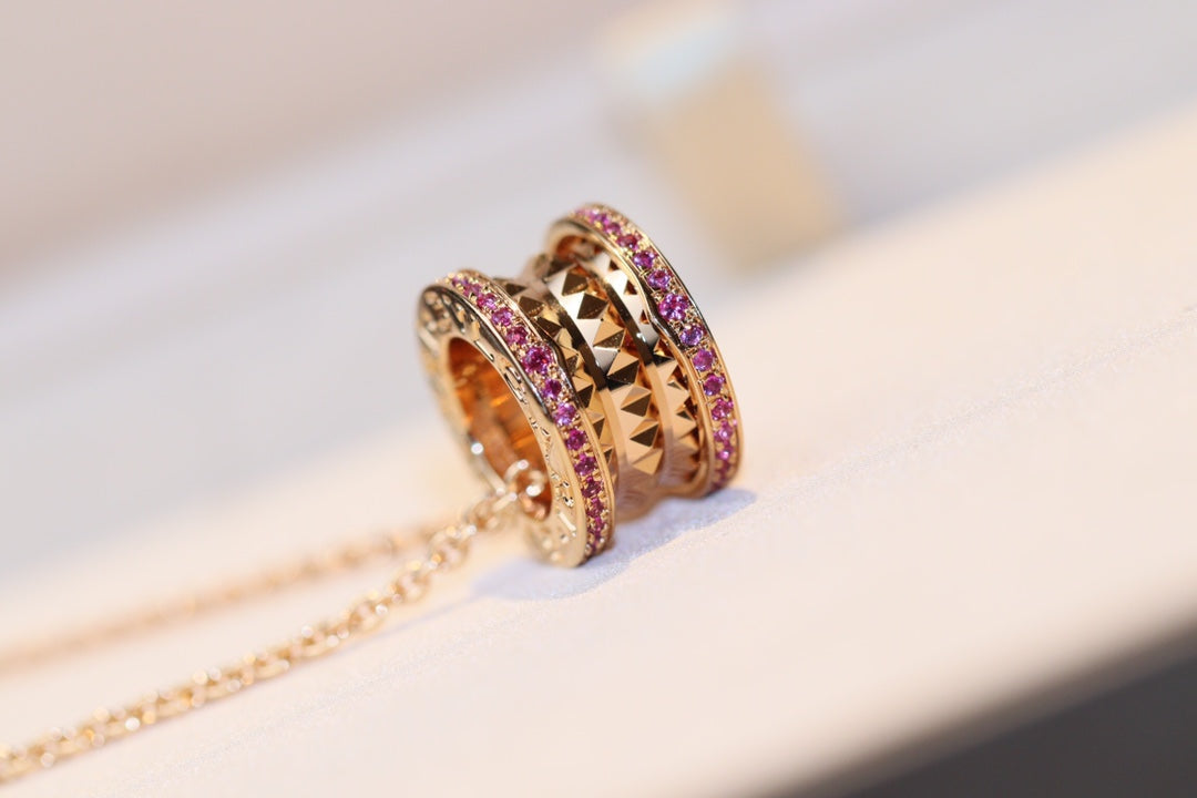 [Glow Muse]ZERO 1 ROCK PINK GOLD PINK DIAMOND NECKLACE