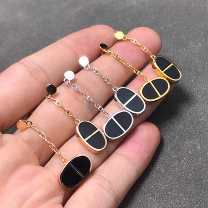 [Glow Muse]CHAINE VERSO BLACK CERAMIC SILVER EARRINGS