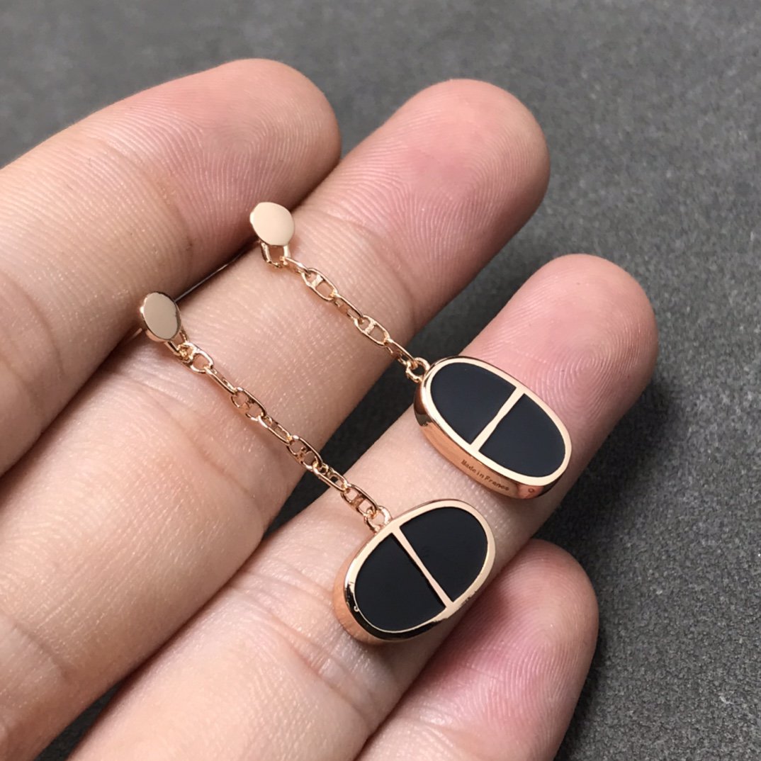 [Glow Muse]CHAINE VERSO BLACK CERAMIC SILVER EARRINGS