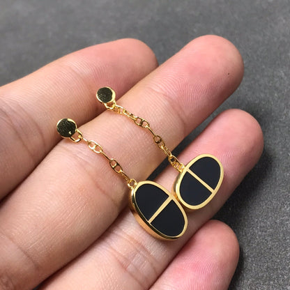 [Glow Muse]CHAINE VERSO BLACK CERAMIC SILVER EARRINGS