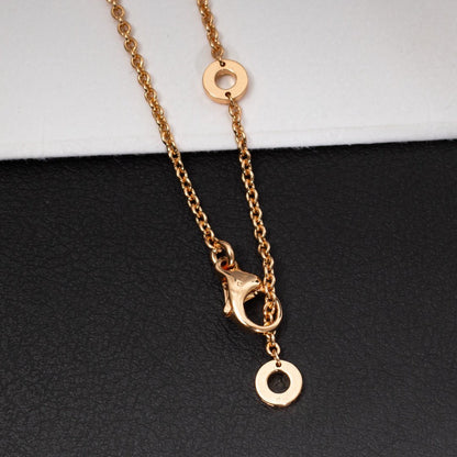 [Glow Muse]ZERO 1 WHITE CERAMIC PINK GOLD DIAMOND NECKLACE
