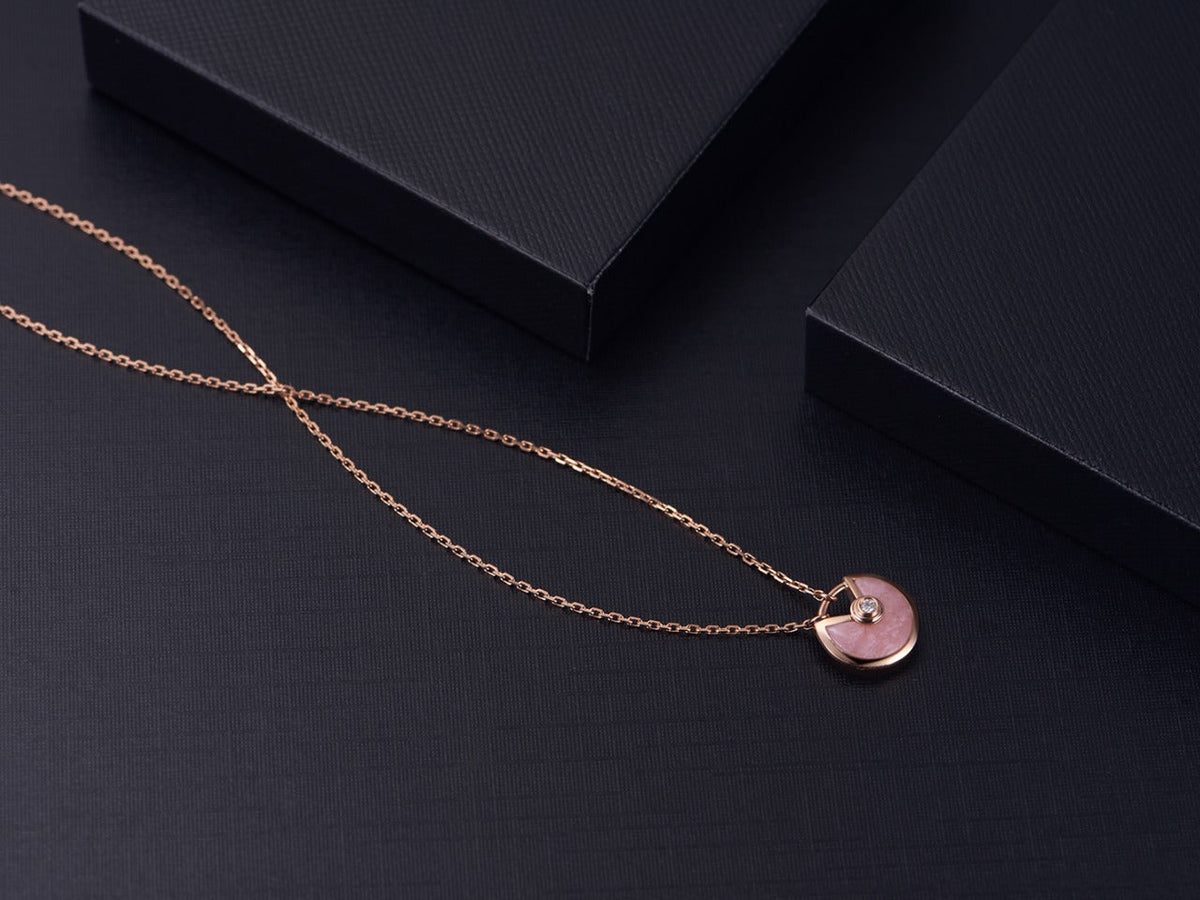 [Glow Muse]AMULETTE ROSE GOLD PINK MOP NECKLACE