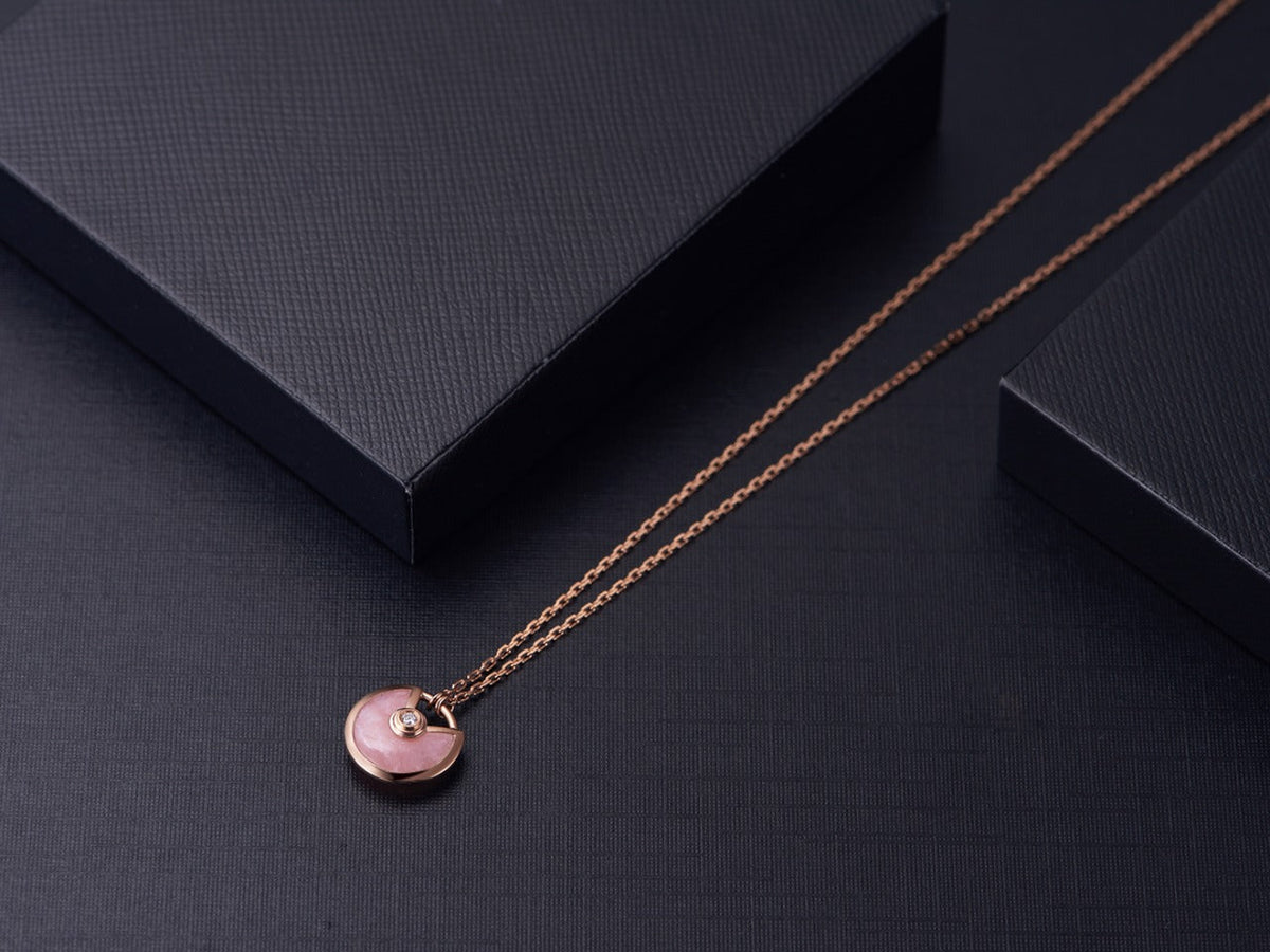 [Glow Muse]AMULETTE ROSE GOLD PINK MOP NECKLACE