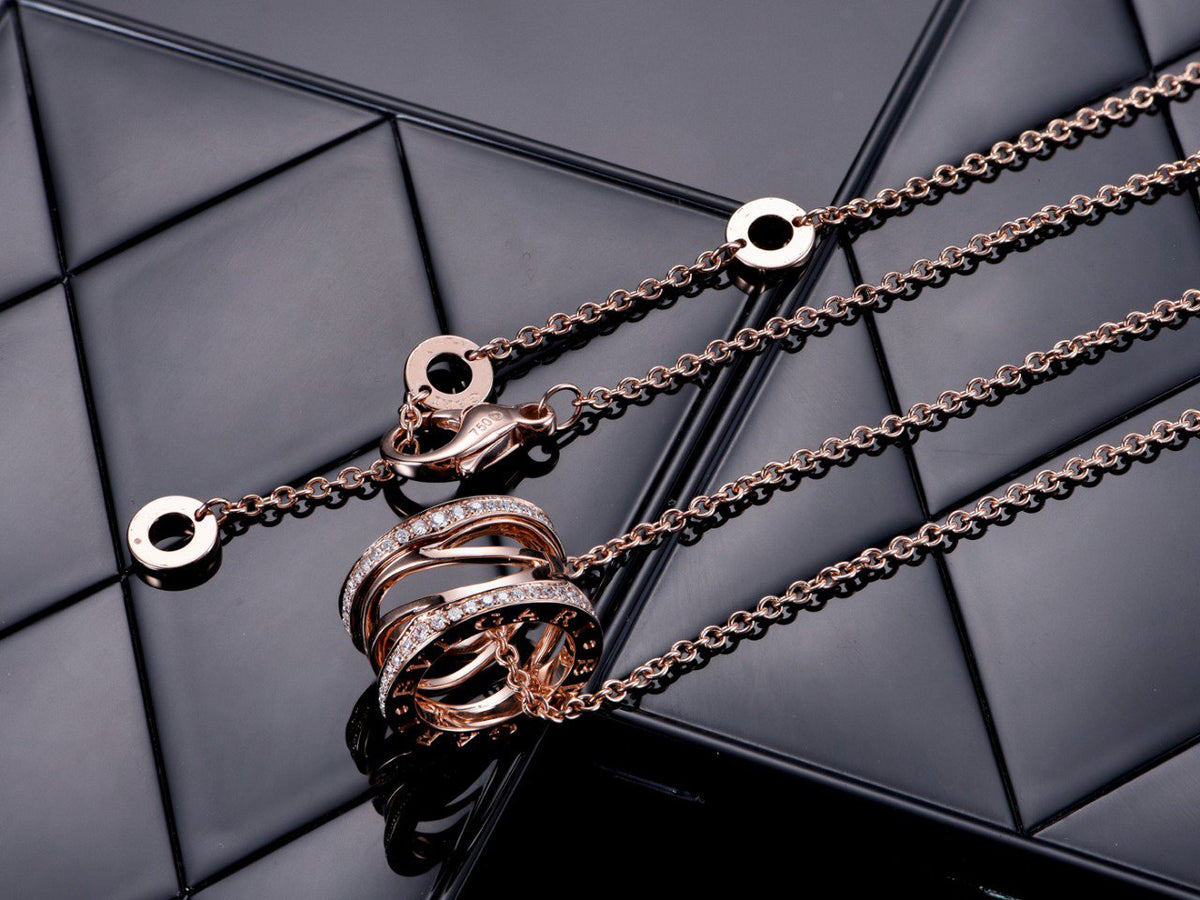 [Glow Muse]ZERO 1 PINK GOLD DIAMOND OPEN NECKLACE
