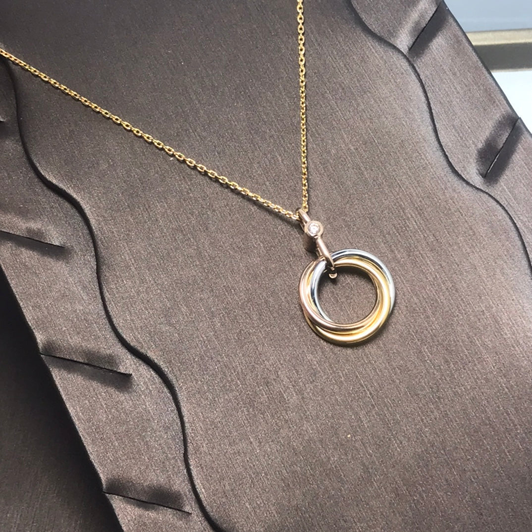 [Glow Muse]TRINITY SILVER GOLD PINK GOLD NECKLACE