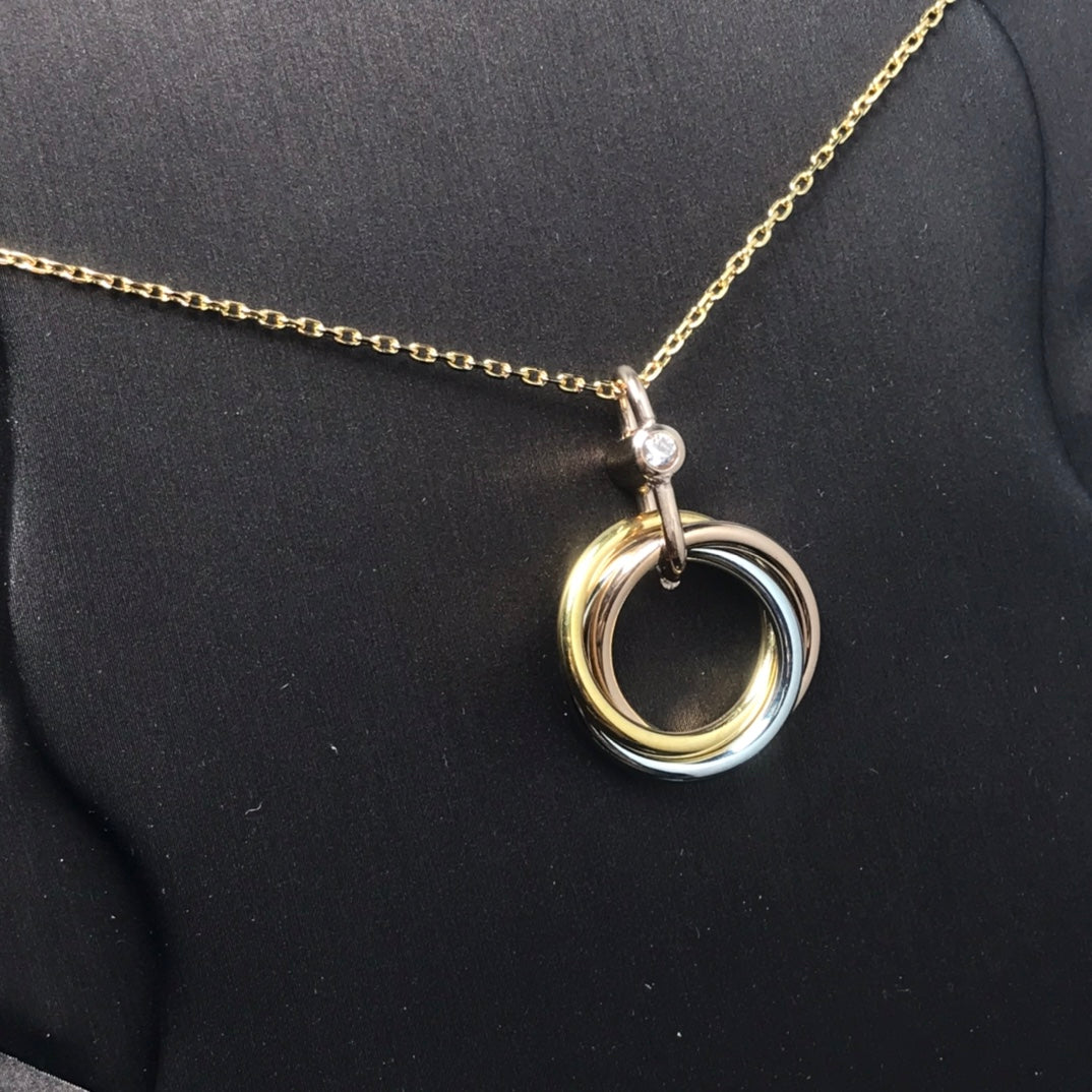 [Glow Muse]TRINITY SILVER GOLD PINK GOLD NECKLACE