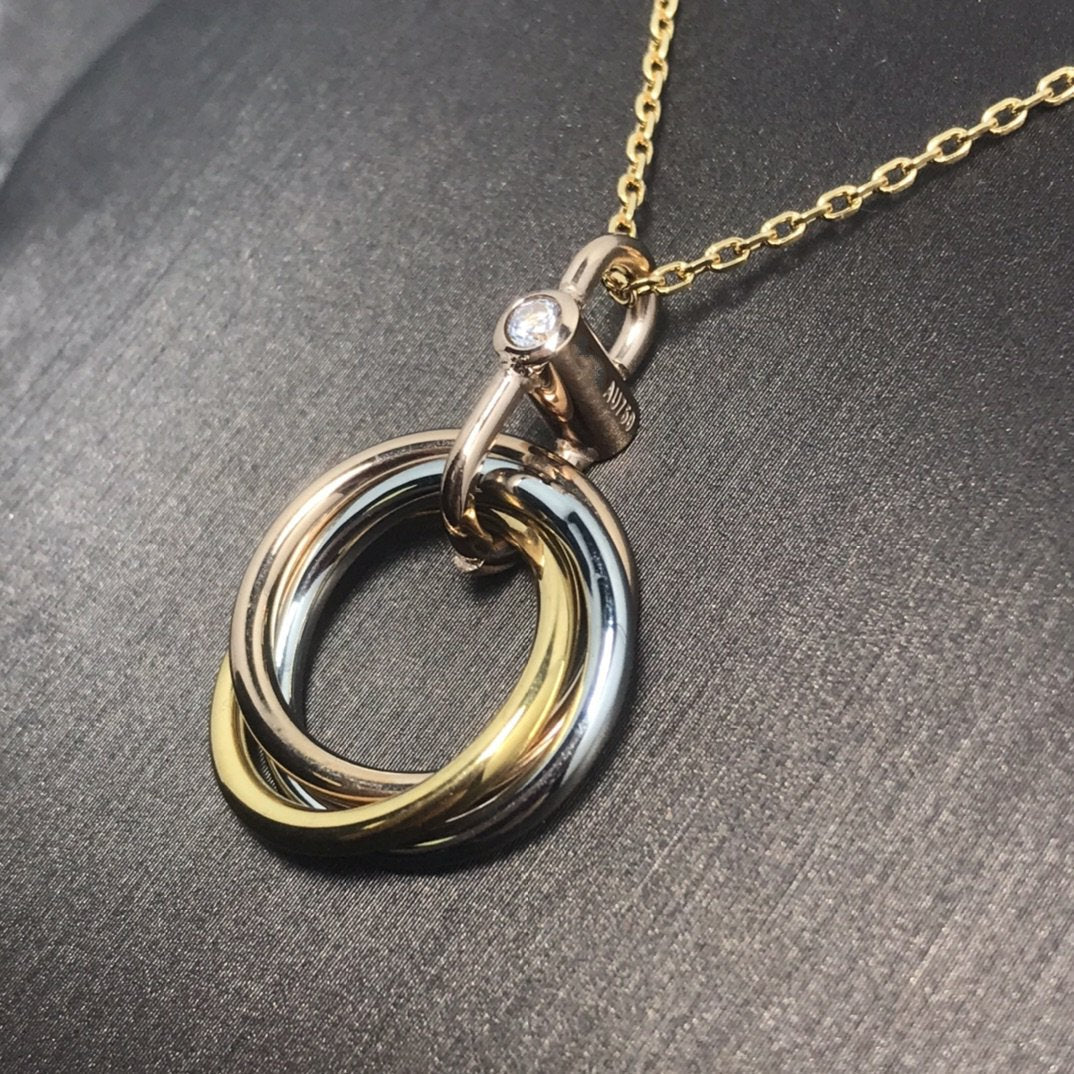 [Glow Muse]TRINITY SILVER GOLD PINK GOLD NECKLACE