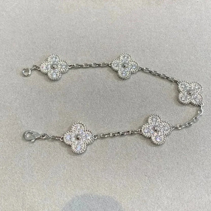 [⭐Glow Muse] CLOVER 5 MOTIF FULL DIAMOND BRACELET COLLECTION