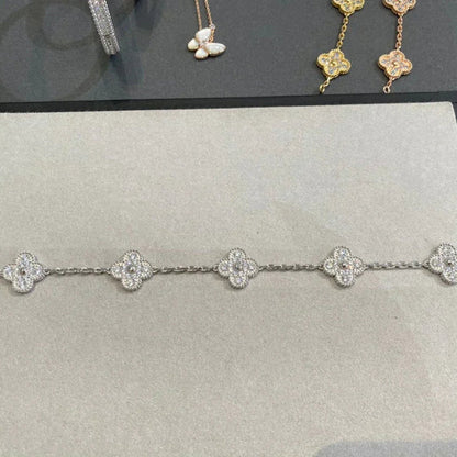 [⭐Glow Muse] CLOVER 5 MOTIF FULL DIAMOND BRACELET COLLECTION