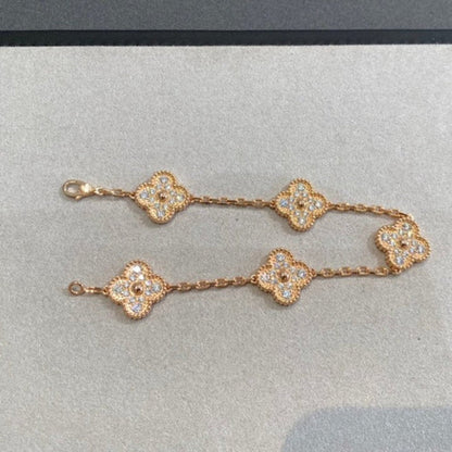 [⭐Glow Muse] CLOVER 5 MOTIF FULL DIAMOND BRACELET COLLECTION