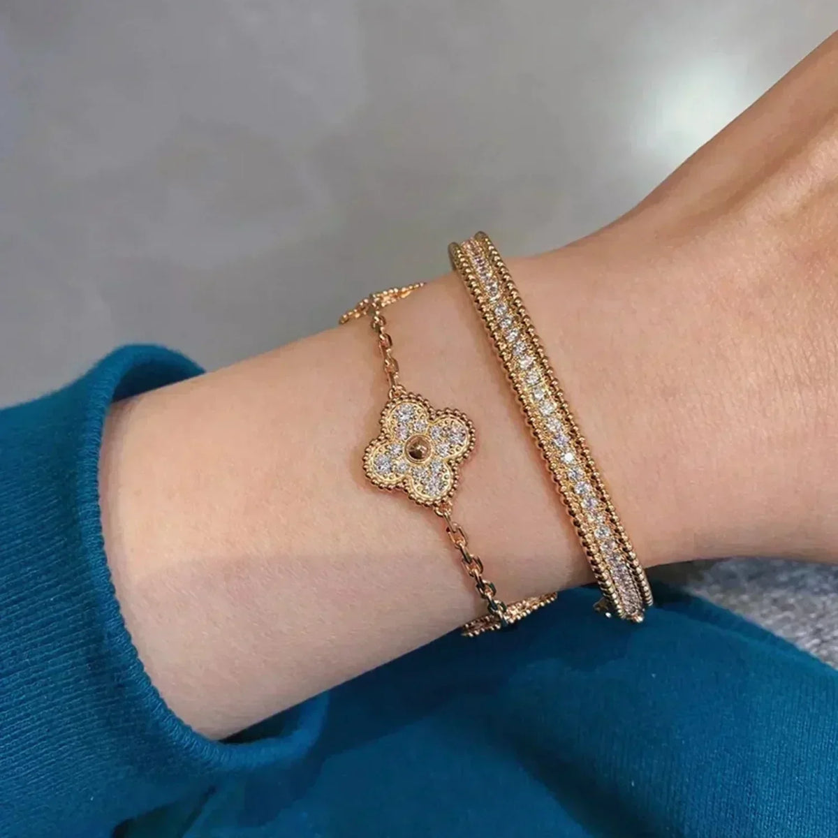 [⭐Glow Muse] CLOVER 5 MOTIF FULL DIAMOND BRACELET COLLECTION
