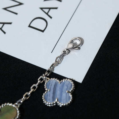 [Glow Muse]CLOVER BRACELET 5 MOTIFS MOP CHALCEDONY SILVER