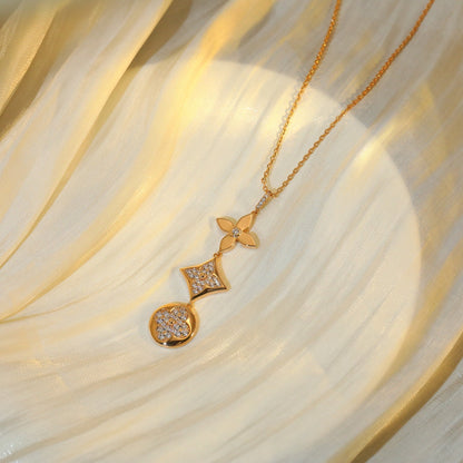 [Glow Muse]STAR AND SUN DIAMOND PINK GOLD NECKLACE