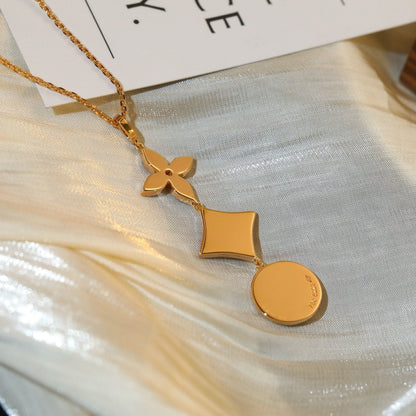 [Glow Muse]STAR AND SUN DIAMOND PINK GOLD NECKLACE