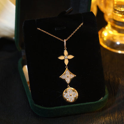 [Glow Muse]STAR AND SUN DIAMOND PINK GOLD NECKLACE
