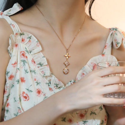 [Glow Muse]STAR AND SUN DIAMOND PINK GOLD NECKLACE